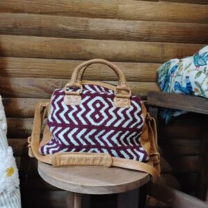 CLEOBELLA Layla Weekender Aztec chevron travel carpet bag Black Burgundy White